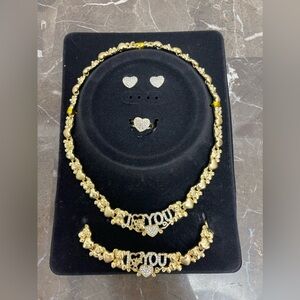 18k Gold Plated XOXO I love You Necklace Set Recommend for petite women or kids